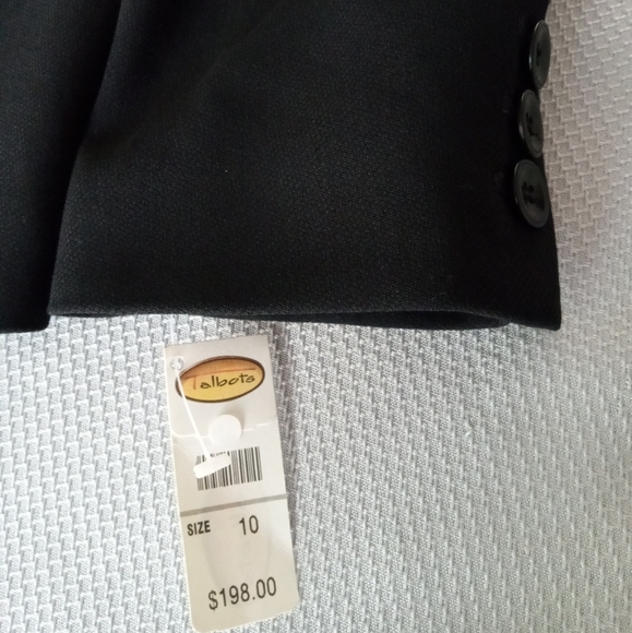 NEW TALBOTS BLACK WOOL 3 BUTTON LINED BLAZER SIZE 10. - Picture 4 of 11